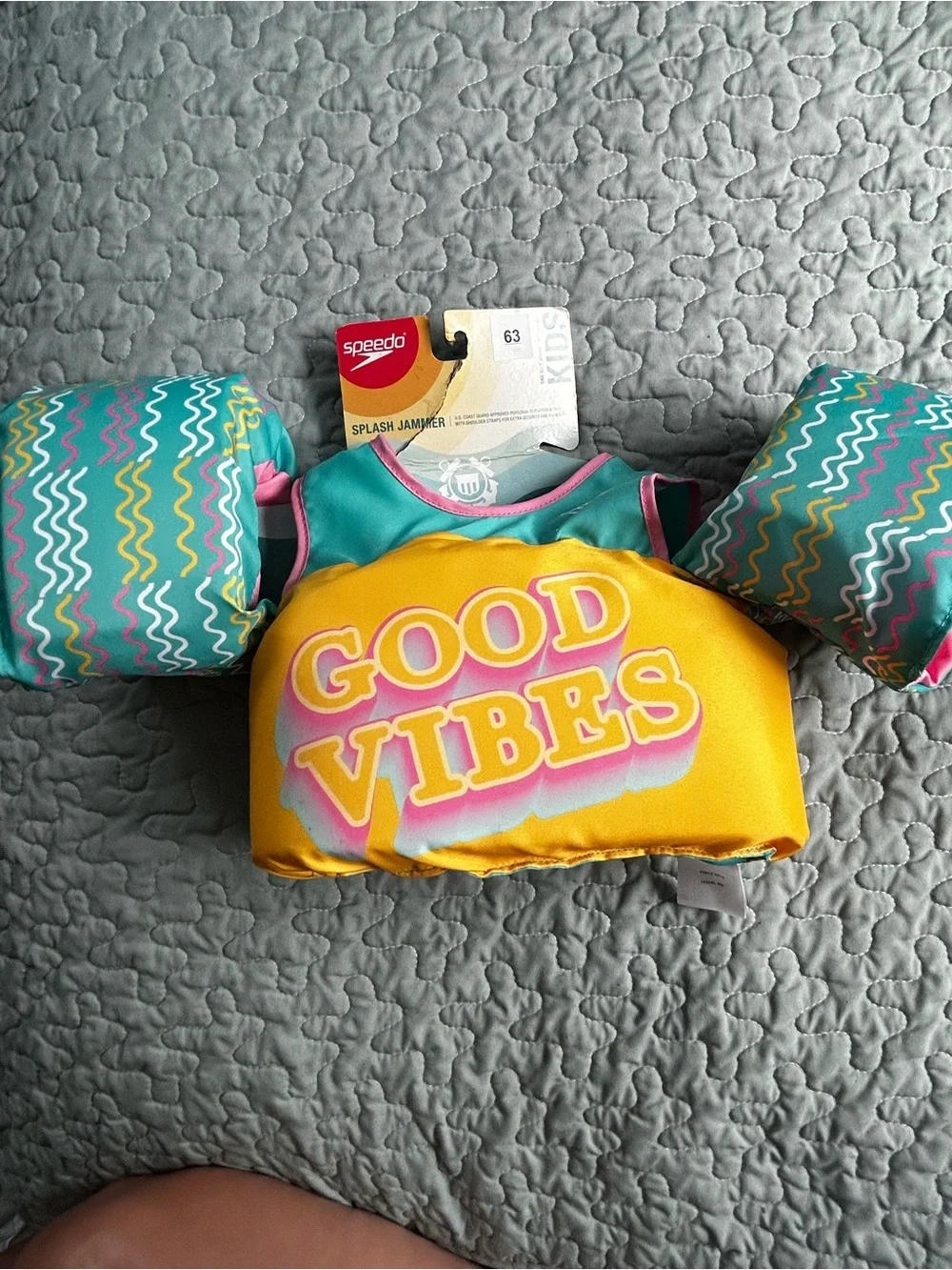 Speedo Kids Teal, Yellow & Pink 'Good Vibes' Swim Vest with Arm Bands